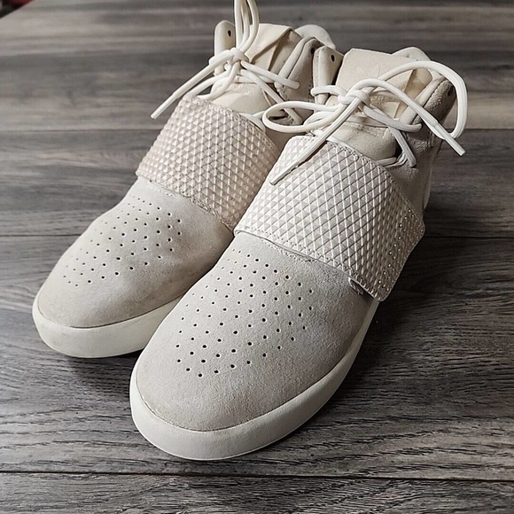 Adidas Tubular High Top Suede White Size 7 Mens - Picture 7 of 10